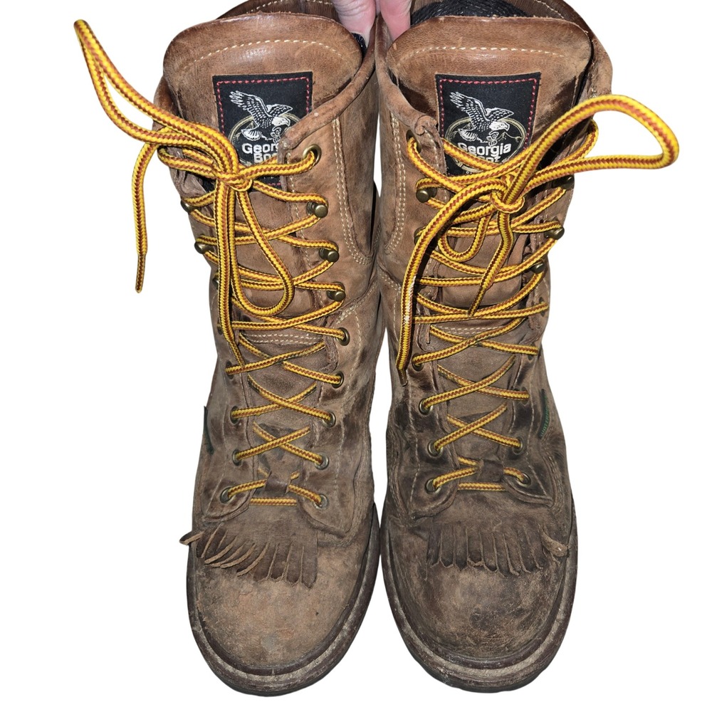 Georgia Boot Logger WP Steel Toe Work Boots Brown Leather GB00382 M 9 Waterproof